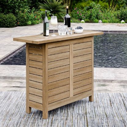 Picture of Busselton Solid Teak Outdoor Bar Cabinet with Shelves