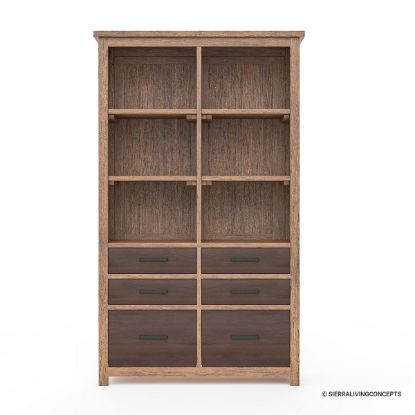 Picture of Borgloon Solid Wood Bookcase With File Drawers (74")