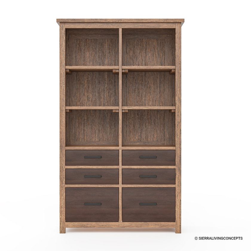 Picture of Borgloon Solid Wood Bookcase With File Drawers