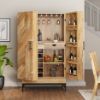 Picture of Fredericton Rustic Industrial Tall Bar Cabinet With Wine Storage