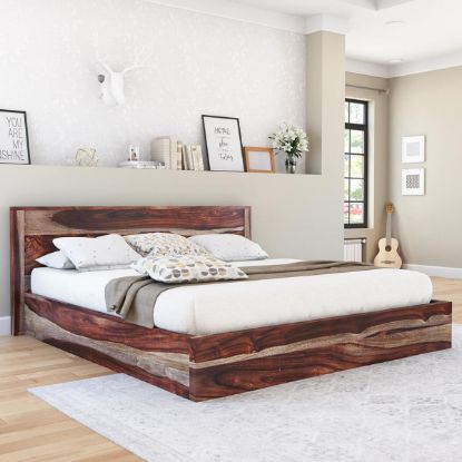 Picture of Jamaica Rustic Solid Wood Handcrafted Platform Bed