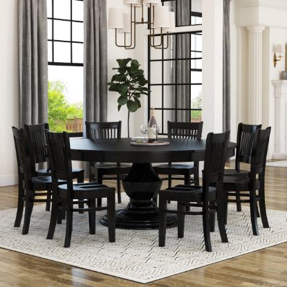 Black round dining table best sale and chairs