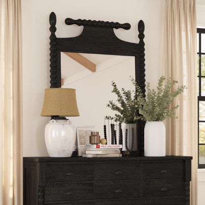 Picture of Moncton Distressed Black Solid Wood Handcrafted Mirror Frame