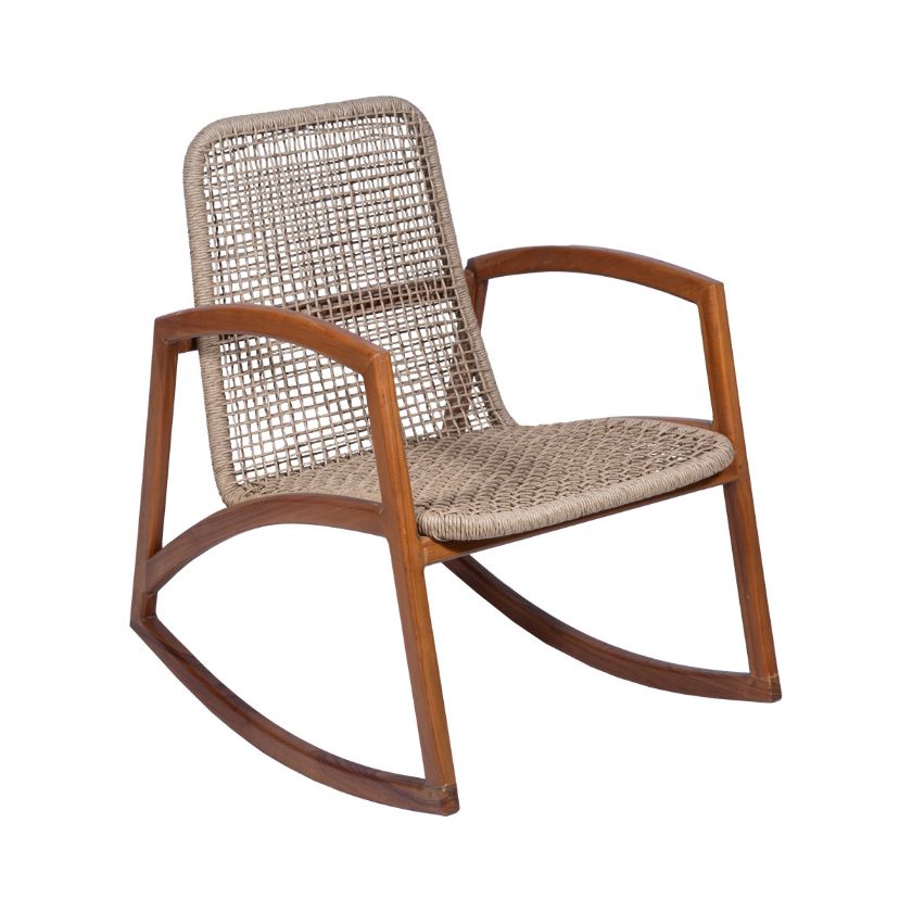 Picture of Ostend Teak Wood Rattan Outdoor Patio Rocking Chair