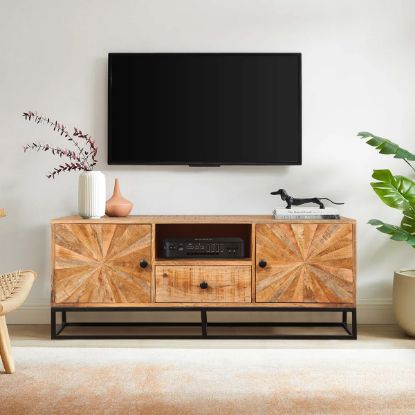 Picture of Hiouchi Industrial Rustic Solid Wood 2 Door Media Console