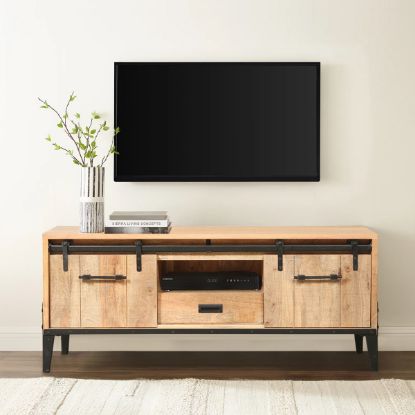 Picture of Alamo Modern Industrial Rustic 2 Barn Door Media Console