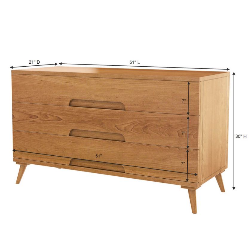 Avondale Mid Century Modern 3 Drawer Wooden Dresser