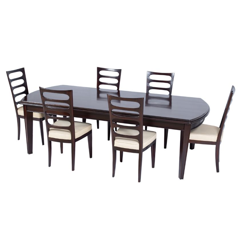 Picture of Highland Mid Century Rustic Regency Dark Wine Red 6 Seater Dining Set