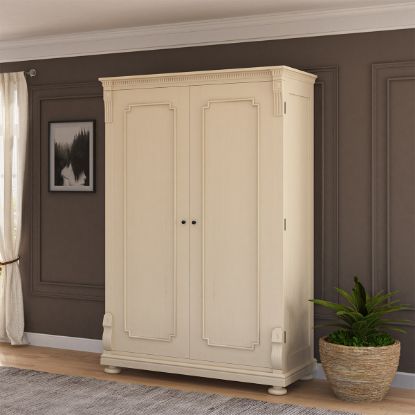 Picture of Otranto Mahogany Wood Large White Armoire Wardrobe