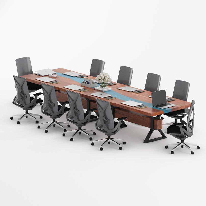 Picture of Vail Solid Wood Epoxy Resin Conference Room Table