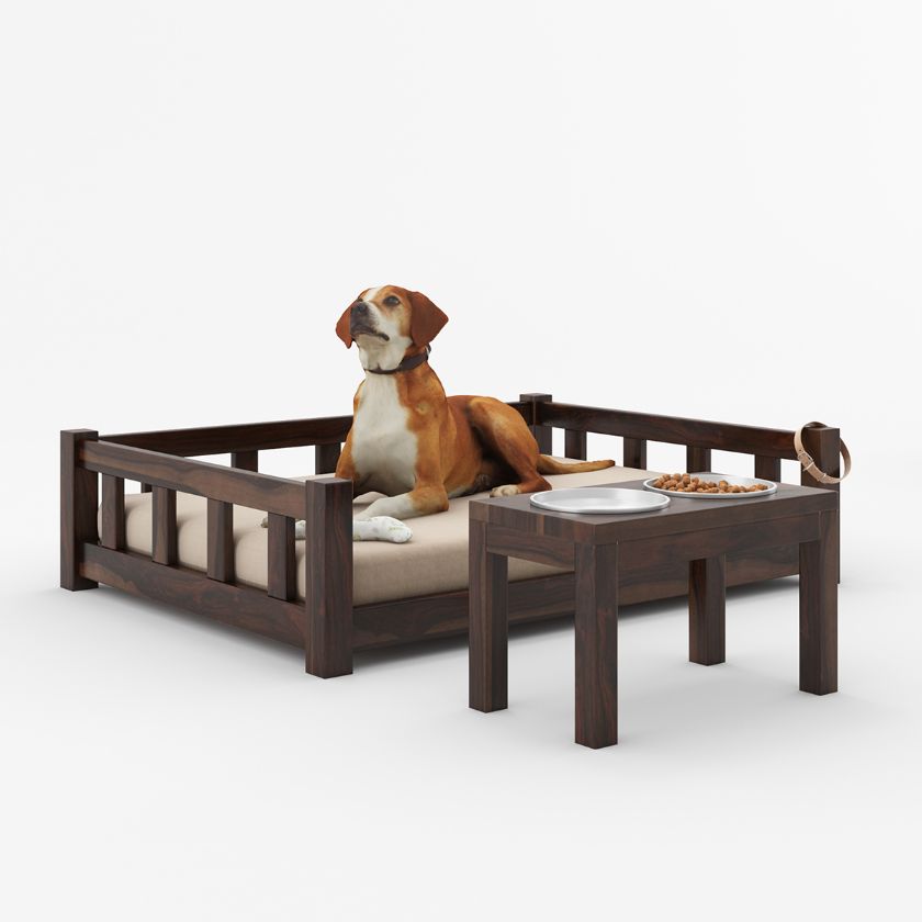 Picture of Woody Upholstered Rustic Modern Dog Bed Frame