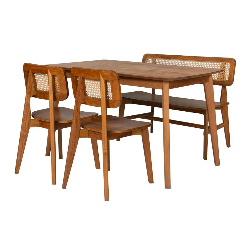 Picture of Glendale Mid Century Rattan Dining Table Chair Set