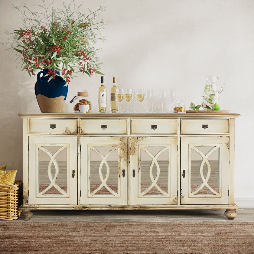 Picture of Gunnison Antique Distressed White Buffet Sideboard