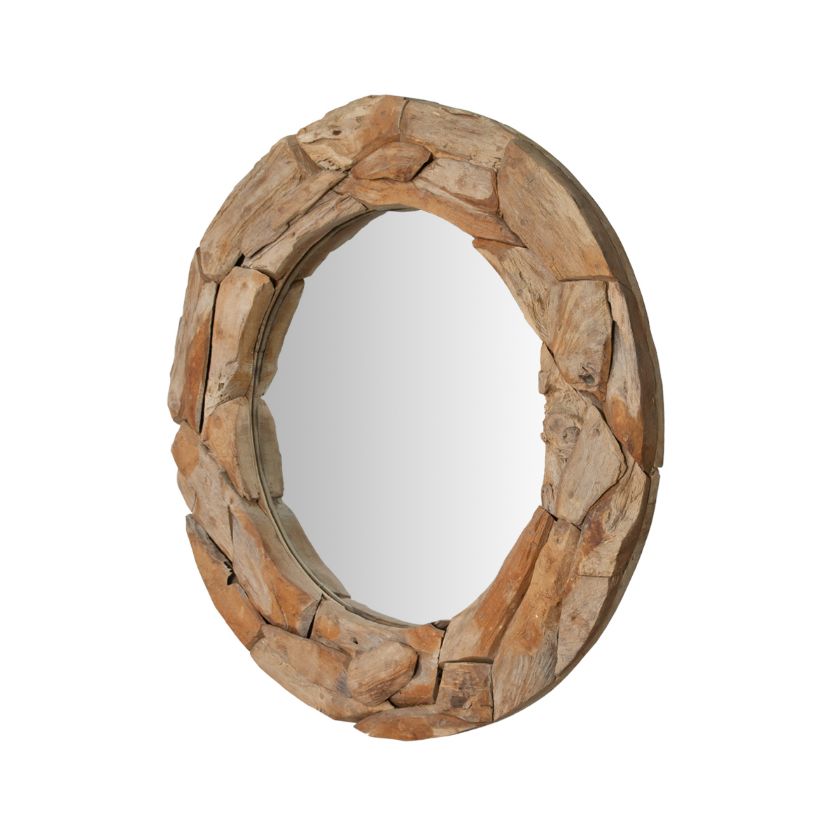 Picture of Trinidad Rustic Natural Wood Round Mirror