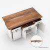 Picture of Casselton Solid Wood Two Tone White Kitchen Island with Drop Leaf