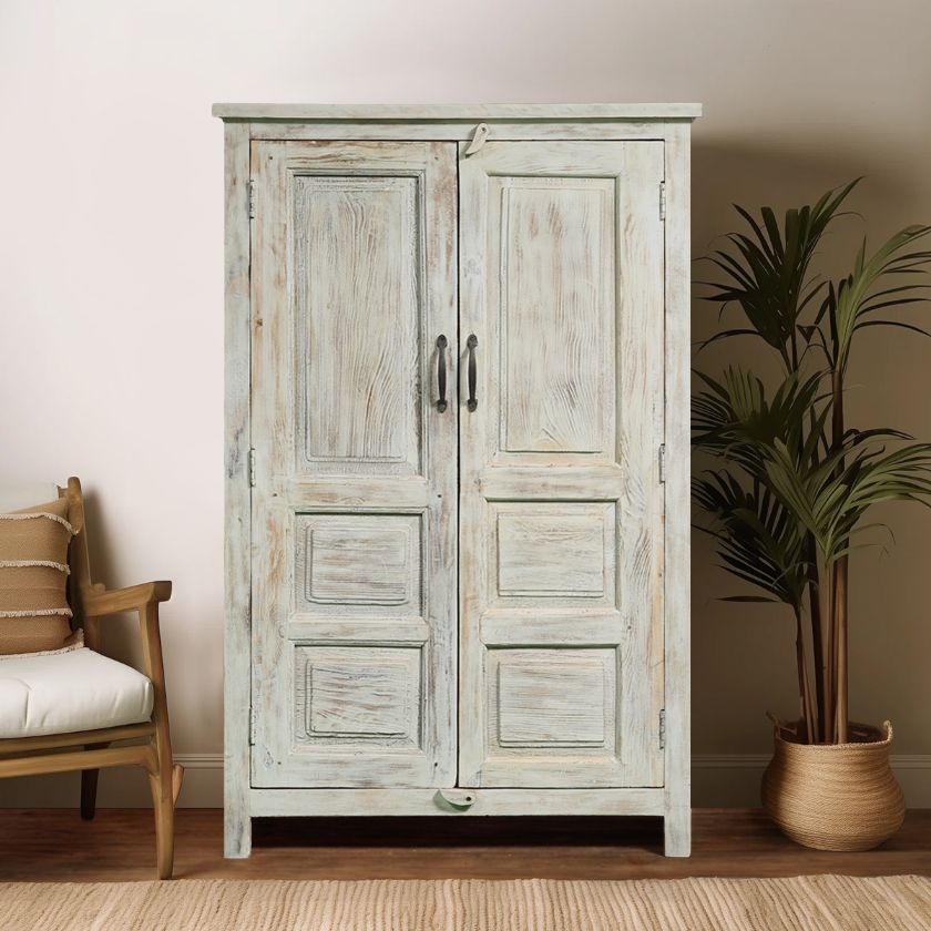 Picture of Kennedy Country Style Distressed White Armoire