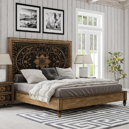 Picture of Treviso Rustic Solid Wood Moroccan Style Platform Bed