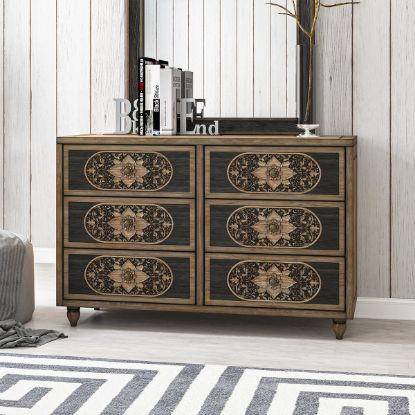 Picture of Treviso Solid Wood Hand-carved 6 Drawers Bedroom Dresser