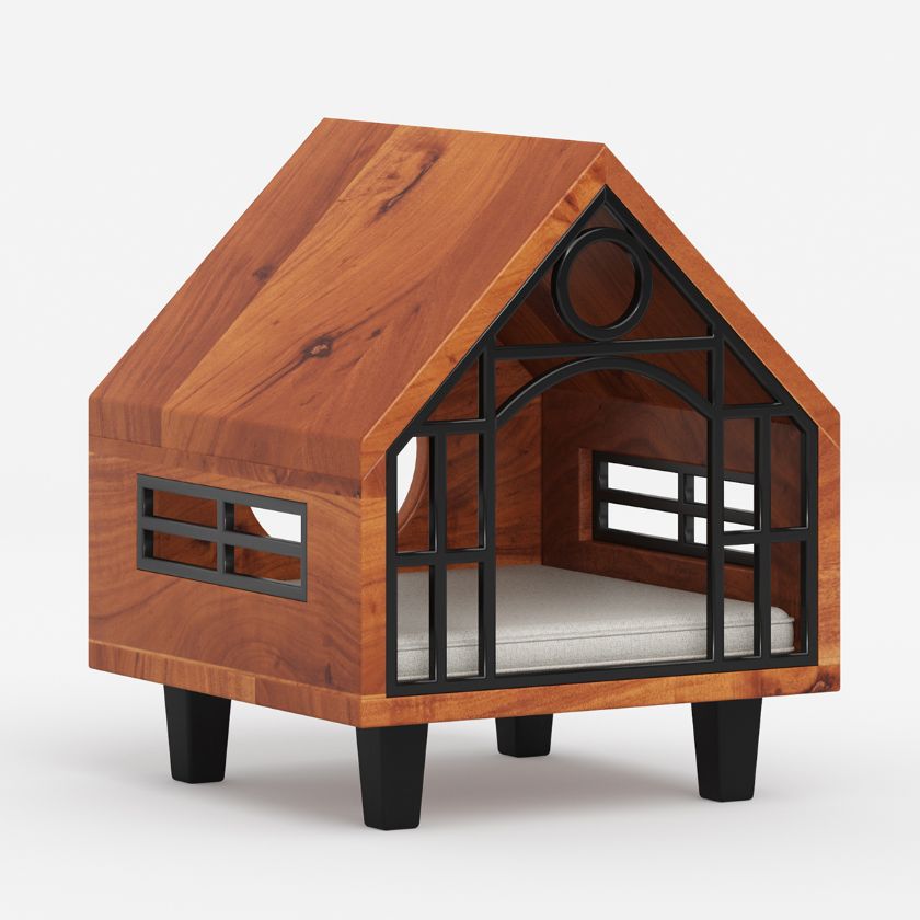 Picture of Hardwick Mid Century Rustic Wooden Cat House