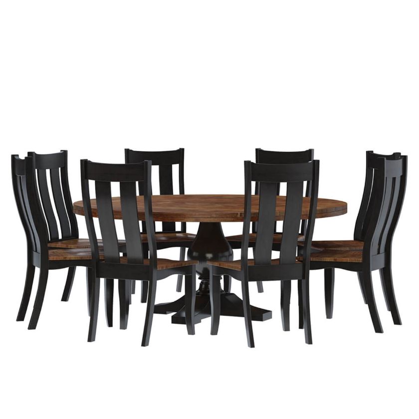 Rexburg Black Two Tone Solid Wood Dining Room Set 2387