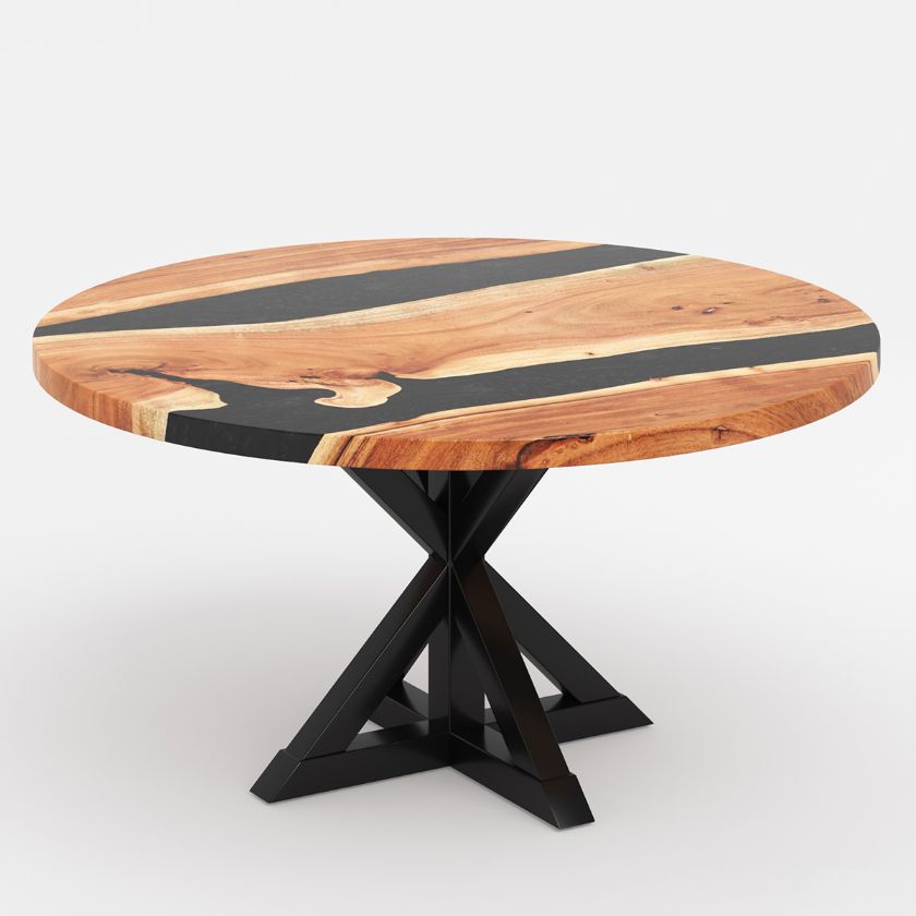 Picture of Treviston Round Acacia Epoxy Dining Room Table