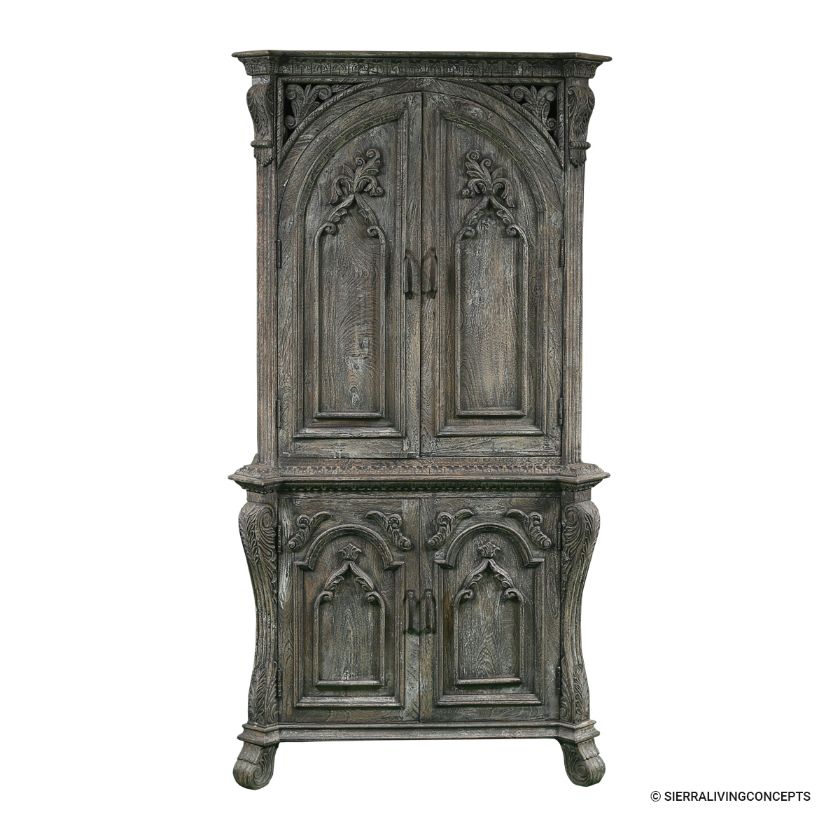 Newcastle Tall Rugged Gothic Vintage Hutch with Storage