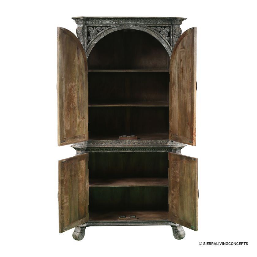 Newcastle Tall Rugged Gothic Vintage Hutch with Storage