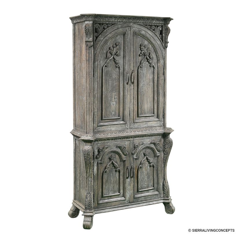 Newcastle Tall Rugged Gothic Vintage Hutch with Storage