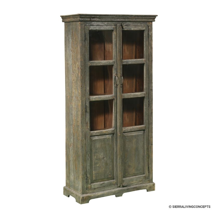 Talmage Traditional Tall Glass Door Display Cabinet