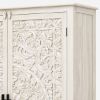 Picture of Calistoga Handcarved Weathered Solid Wood Large White Wardrobe Armoire