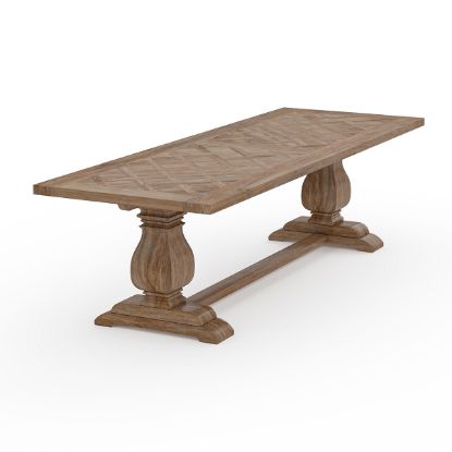 Picture of Dunnigan Chevron Trestle Rustic Farmhouse Dining Table