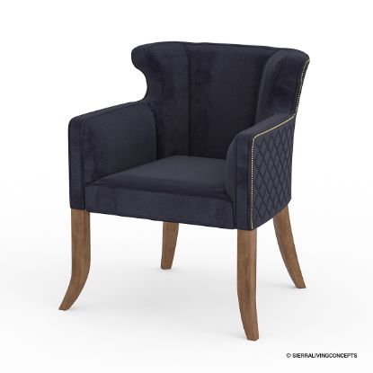 Picture of Dunnigan Quilted Pattern Velvet Dining Chair with Arms