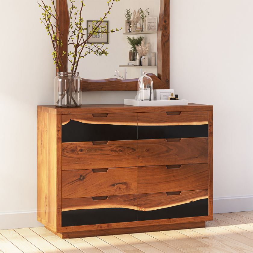 Picture of Murphys Acacia Wood Epoxy 8 Drawer Double Dresser