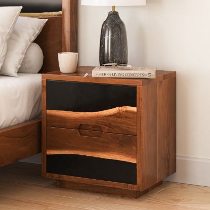 Picture of Murphys Acacia Wood Epoxy Modern Nightstand with 2 Drawers