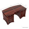 Picture of Victorian Style Rustic 66 Inch Solid Wood Home Office Executive Desk