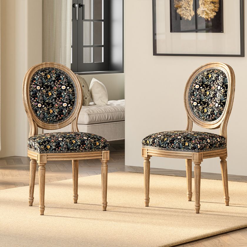 Picture of Morrisville French Oval Back Floral Velvet Dining Chair