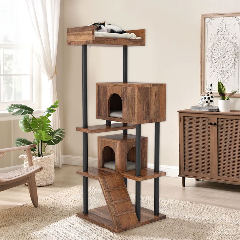 Picture of Clio Rustic Tall Industrial Modern Cat Tree Tower