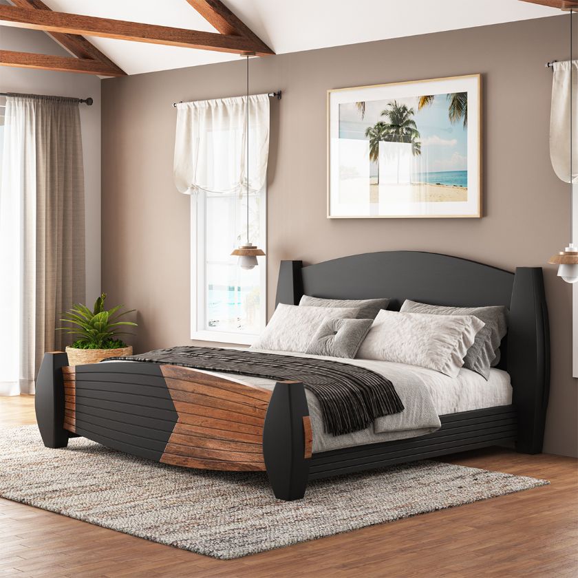 Picture of Hershey Rustic Two Tone Modern Platform Bed Frame