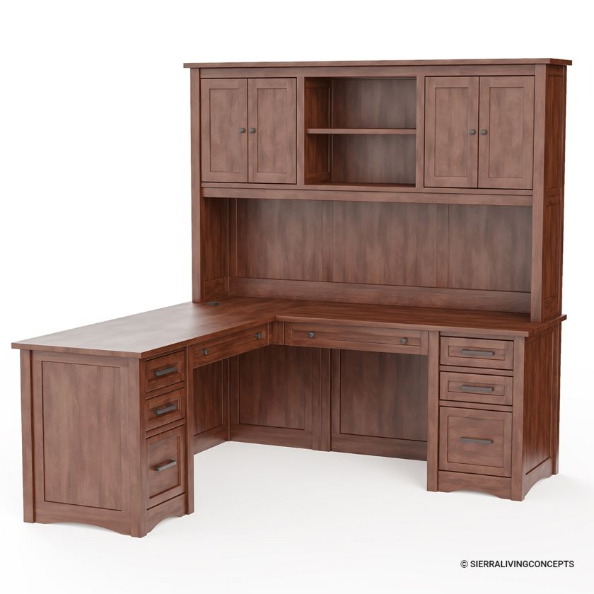 Dubrovnik Solid Wood Executive L Shape Desk with Hutch