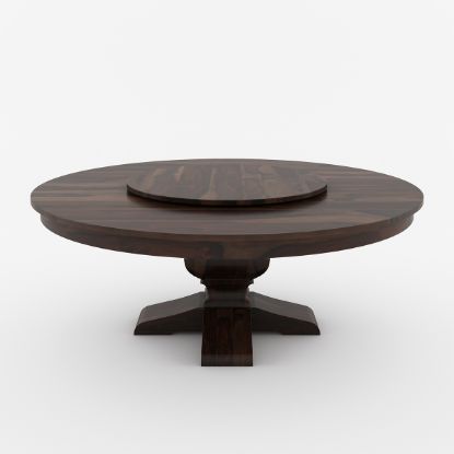 Picture of Missouri Pedestal Round Dining Table with Lazy Susan