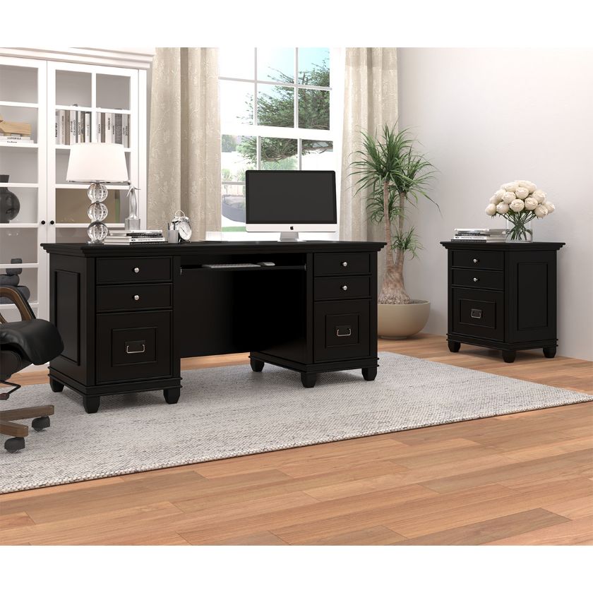 Picture of Klagetoh Rustic Solid Wood 4 Drawer Desk with File Cabinet