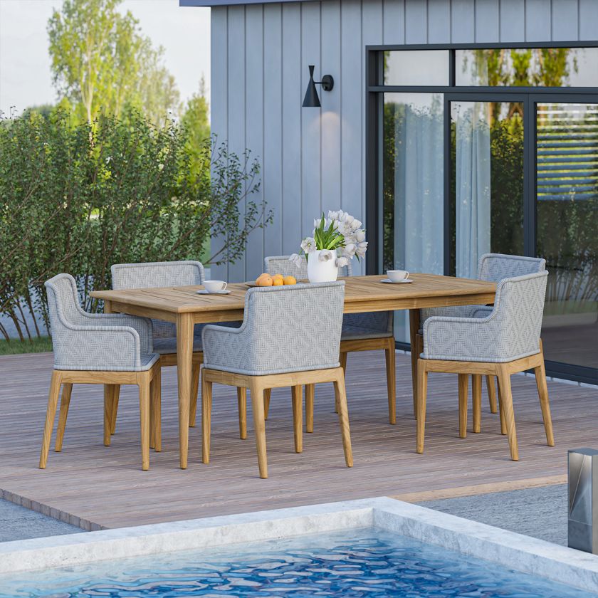 Picture of Amelia Solid Wood Teak Outdoor Dining Set for 6