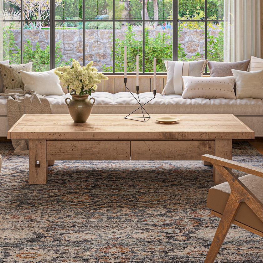 Picture of Wyoming Rustic Farmhouse Coffee Table with Drawers