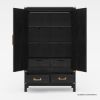 Picture of Lebec Solid Wood Black Armoire with Drawers