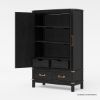 Picture of Lebec Solid Wood Black Armoire with Drawers