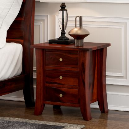 Picture of Georgia Modern Solid Wood 3 Drawer Bedside Nightstand