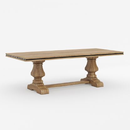 Picture of Rutherglen Rustic Solid Wood Trestle Pedestal Base Dining Table