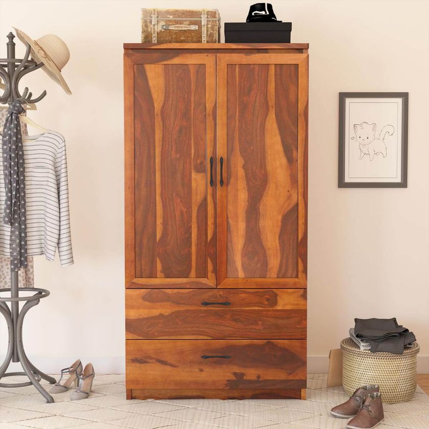 Picture of Rebecca Modern Solid Wood Wardrobe Clothing Armoire With Shelves