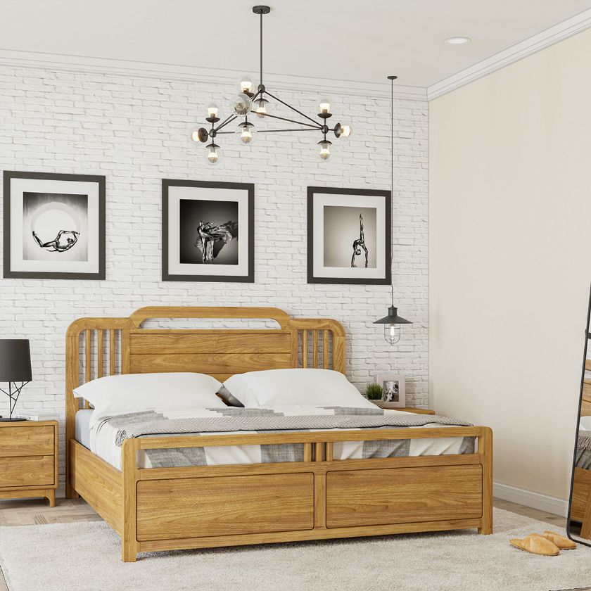 Picture of Darwen Rustic Teak Wood Platform Bed