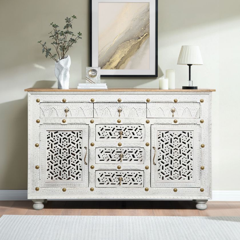 Picture of Yarmouth Transitional White Sideboard with Drawers 